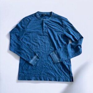 CLUB MONACO Men's Blue Henley Long Sleeve Top Size Medium
